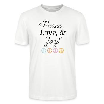 Peace and love all best - T-shirt bio CRAFTER Stanley Stella Unisexe - blanc - Devant - Alina (178cm) & Michal (187cm)