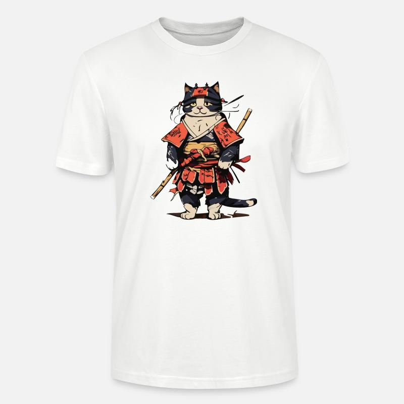 Katzen Samurai - Stanley/Stella Unisex Bio-T-Shirt CRAFTER - Weiß