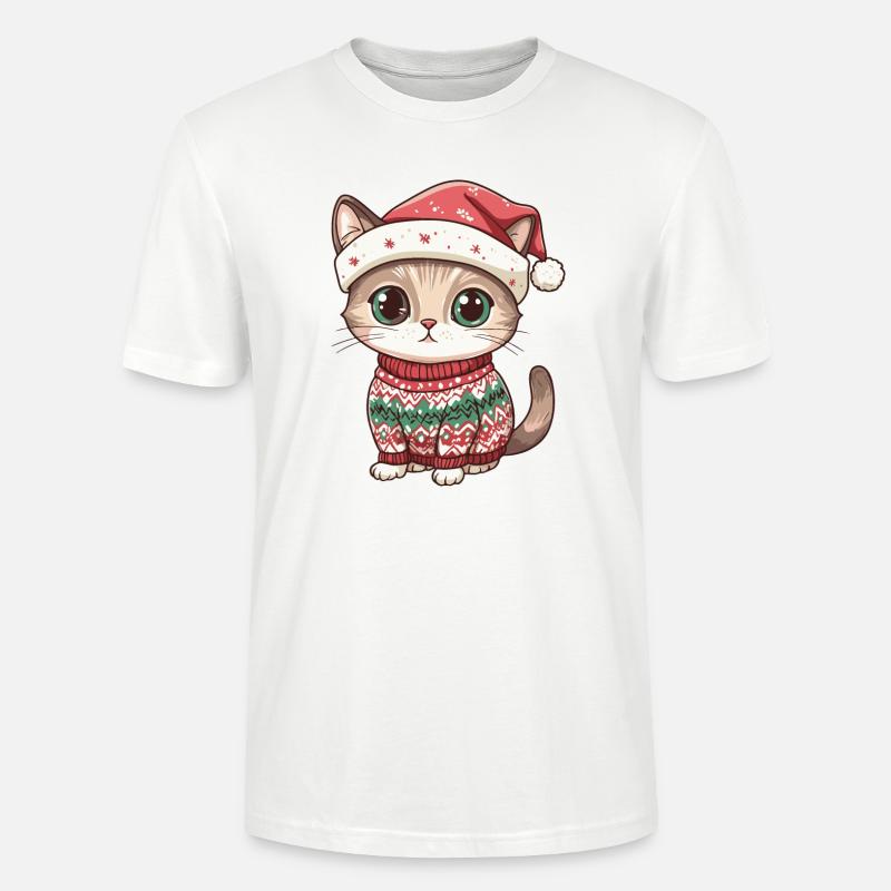 Katze Weihnachten Comic - Stanley/Stella Unisex Bio-T-Shirt CRAFTER - Weiß
