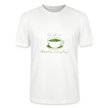 matcha every day - Stanley/Stella Unisex Bio-T-Shirt CRAFTER - Weiß - Vorne - Alina (178cm) & Michal (187cm)