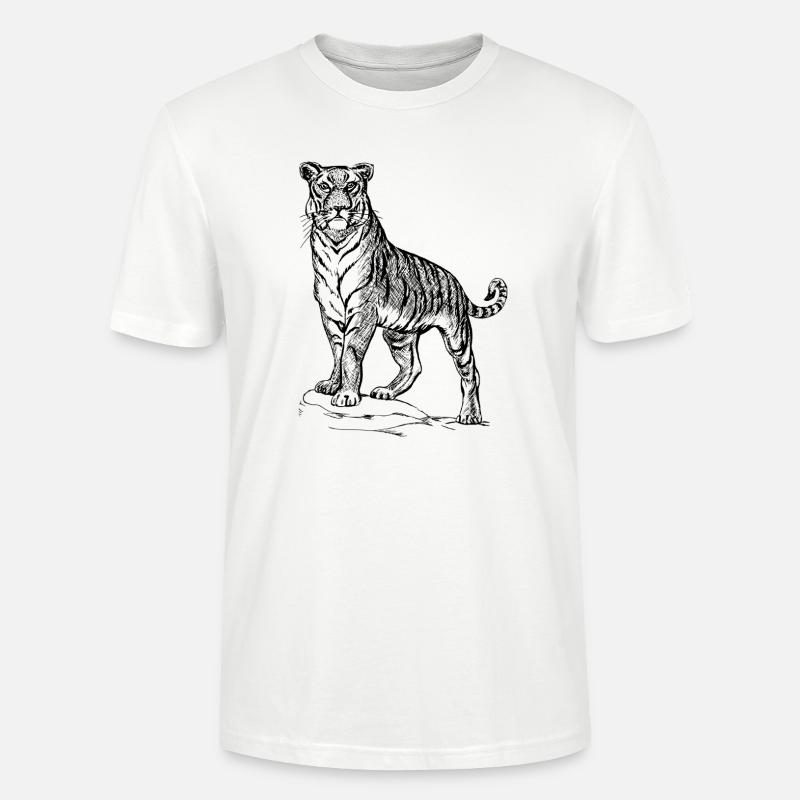 Tiger black and withe - Stanley/Stella CRAFTER Unisex Organic T-Shirt - white