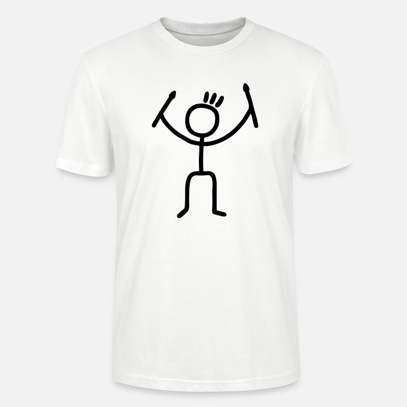 Strichmännchen mit Drumsticks - Stanley/Stella Unisex Bio-T-Shirt CRAFTER - Weiß