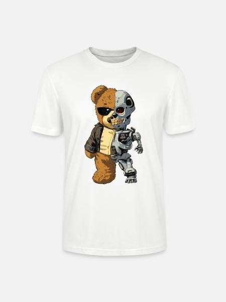 Bear Robot Cyborg - Stanley/Stella CRAFTER Unisex Organic T-Shirt - white