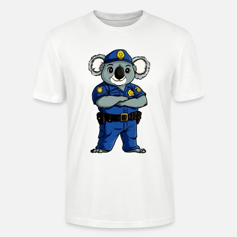 Policier Koala / Koala Bear - T-shirt bio CRAFTER Stanley Stella Unisexe - blanc