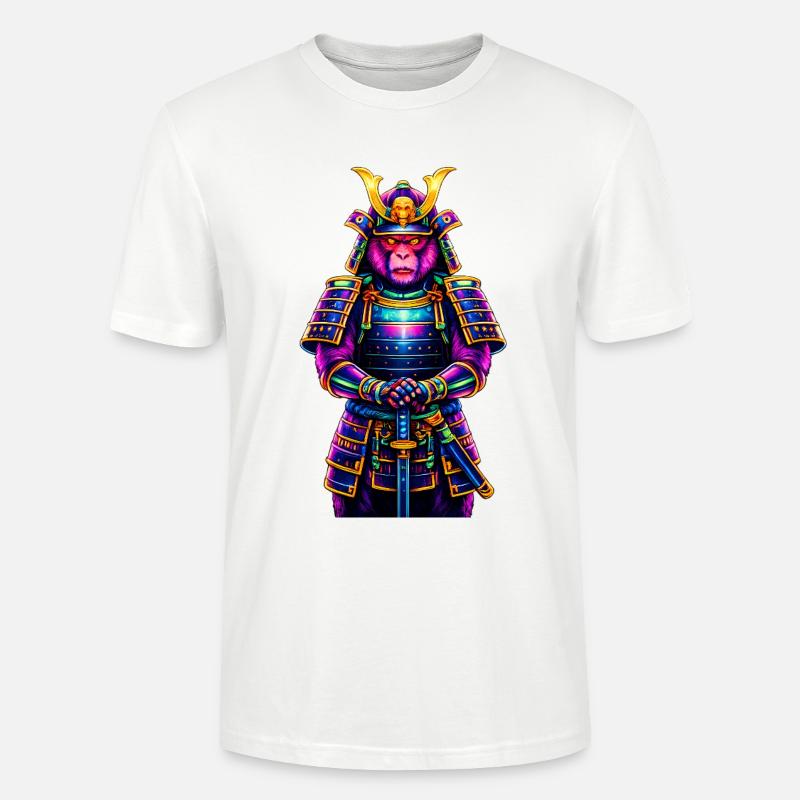 Neon-Samurai-Affe Japanisches Krieger-Tier - Stanley/Stella Unisex Bio-T-Shirt CRAFTER - Weiß