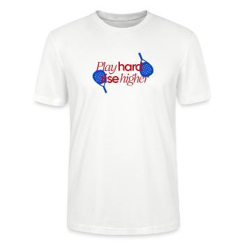 Padel Tennis Play Hard Slogan Logo - Stanley/Stella Unisex Bio-T-Shirt CRAFTER - Weiß - Vorne - Alina (178cm) & Michal (187cm)