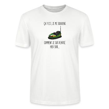 comment je suis rentré hier soir - T-shirt bio CRAFTER Stanley Stella Unisexe - blanc - Devant - Alina (178cm) & Michal (187cm)