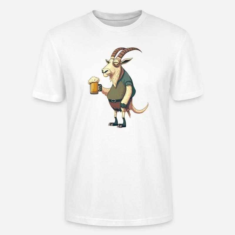Lustiger Bock mit Bier - Stanley/Stella Unisex Bio-T-Shirt CRAFTER - Weiß