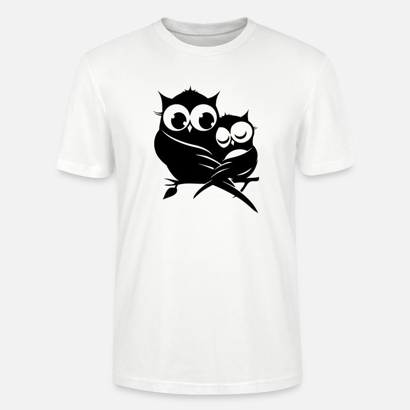 zwei Eulen auf einem Ast - Stanley/Stella Unisex Bio-T-Shirt CRAFTER - Weiß