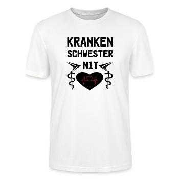 Krankenschwester mit Herz Medizin Geschenk - Stanley/Stella Unisex Bio-T-Shirt CRAFTER - Weiß - Vorne - Alina (178cm) & Michal (187cm)