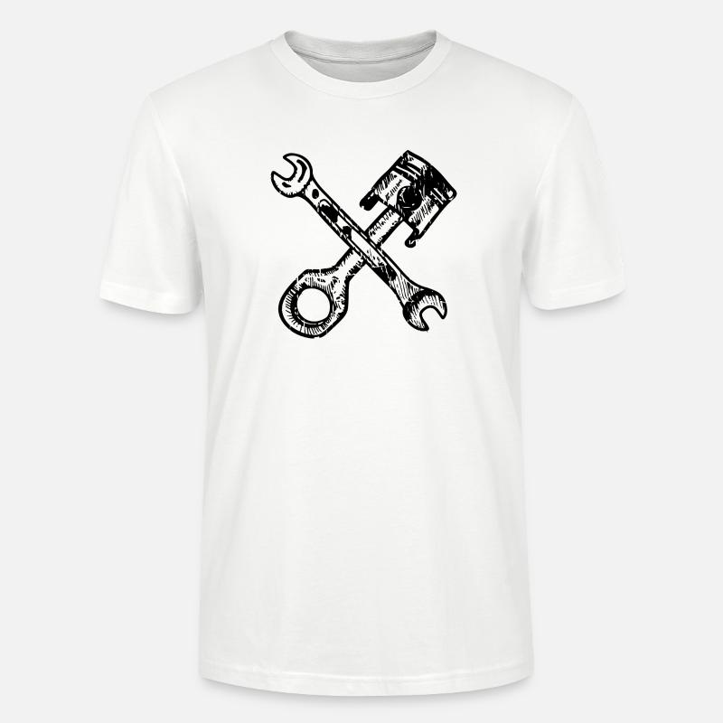 Tuningpiston avec des clés croisées - T-shirt bio CRAFTER Stanley Stella Unisexe - blanc