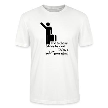 Und tschüss! Geschenk Rente Urlaub Spruch Fun - Stanley/Stella Unisex Bio-T-Shirt CRAFTER - Weiß - Vorne - Alina (178cm) & Michal (187cm)