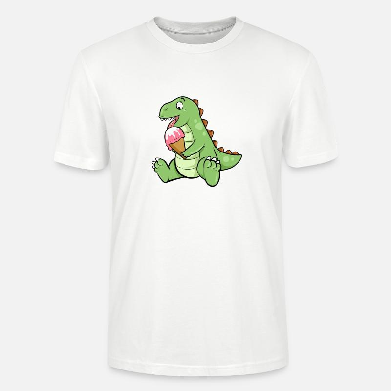 Eiscreme Dino Erdbeereis Dinosaurier T-Rex Saurier - Stanley/Stella Unisex Bio-T-Shirt CRAFTER - Weiß