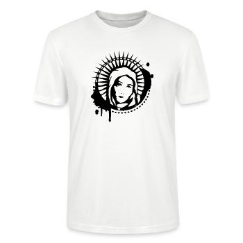 Maria Portrait Graffiti Schablone - Stanley/Stella Unisex Bio-T-Shirt CRAFTER - Weiß - Vorne - Alina (178cm) & Michal (187cm)