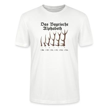 Das Bayrische Alphabet aus Bayern - Stanley/Stella Unisex Bio-T-Shirt CRAFTER - Weiß - Vorne - Alina (178cm) & Michal (187cm)