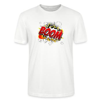Boom Comic Grafik - Stanley/Stella Unisex Bio-T-Shirt CRAFTER - Weiß - Vorne - Alina (178cm) & Michal (187cm)