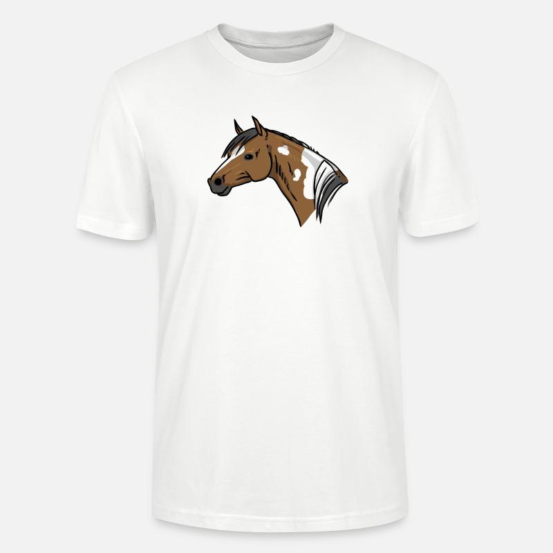 Pferdekopf Illustration Braun Weiß - Stanley/Stella Unisex Bio-T-Shirt CRAFTER - Weiß