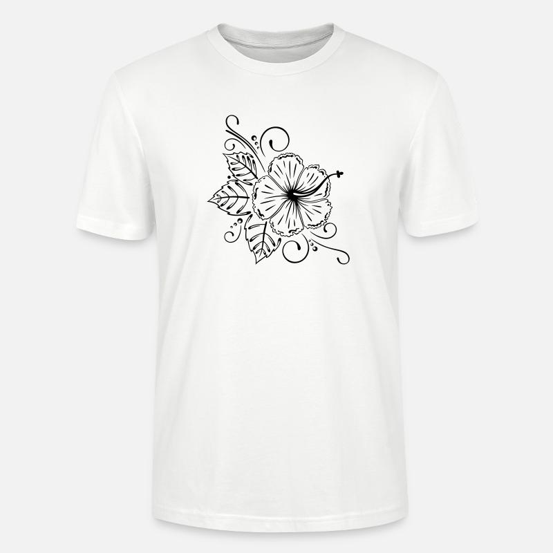 Große Hibiskus Blüte mit Blättern. - Stanley/Stella Unisex Bio-T-Shirt CRAFTER - Weiß