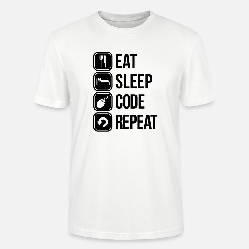 eat sleep code - T-shirt bio CRAFTER Stanley Stella Unisexe - blanc