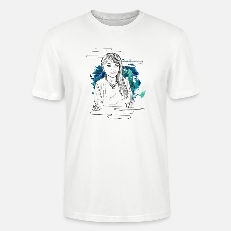 Lächelndes Mädchen mit Muster - Stanley/Stella Unisex Bio-T-Shirt CRAFTER - Weiß