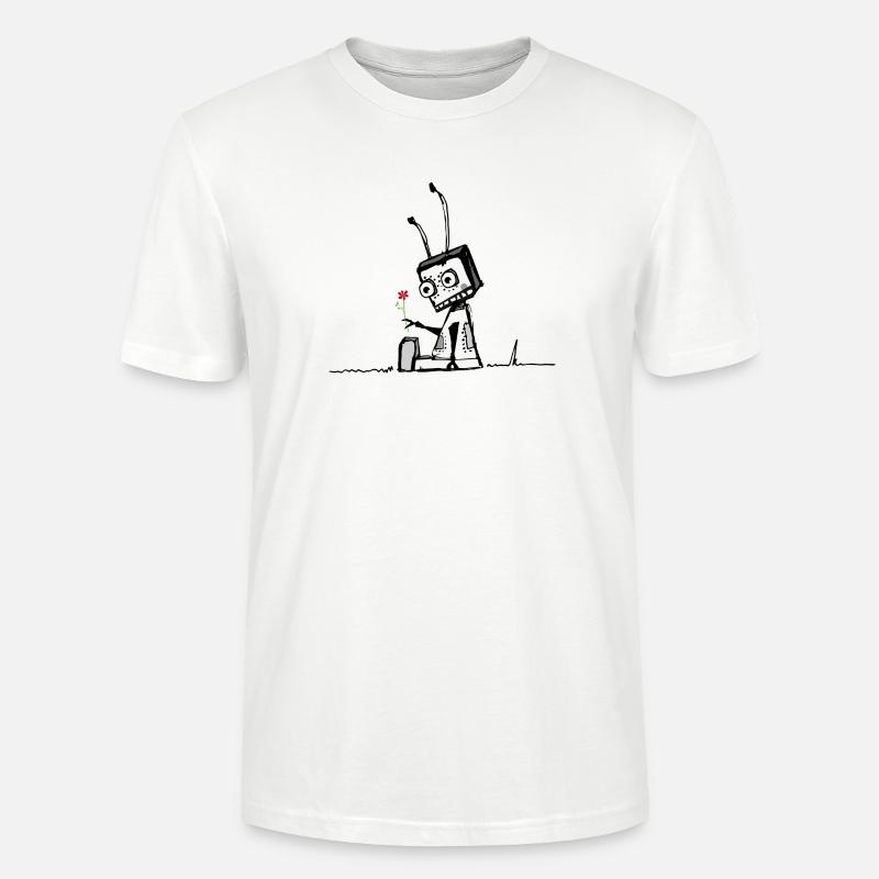 Roboter mit einer Blume - Stanley/Stella Unisex Bio-T-Shirt CRAFTER - Weiß