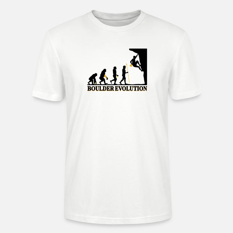 Boulder Evolution Klettern Bergsteigen Spruch - Stanley/Stella Unisex Bio-T-Shirt CRAFTER - Weiß