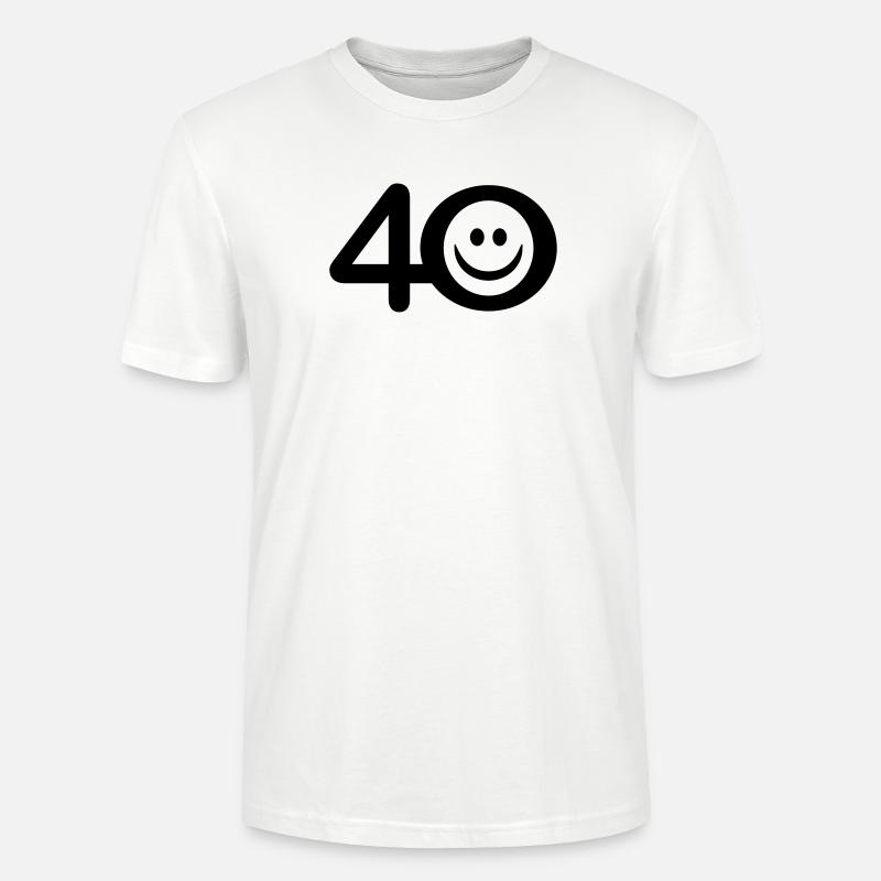 Zum Vierzigsten: 40 mit Lächel-Emoticon - Stanley/Stella Unisex Bio-T-Shirt CRAFTER - Weiß