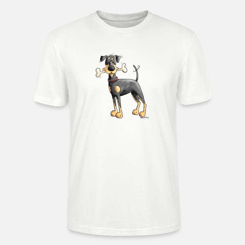 Dobermann Oder Pinscher mit Knochen - Stanley/Stella Unisex Bio-T-Shirt CRAFTER - Weiß