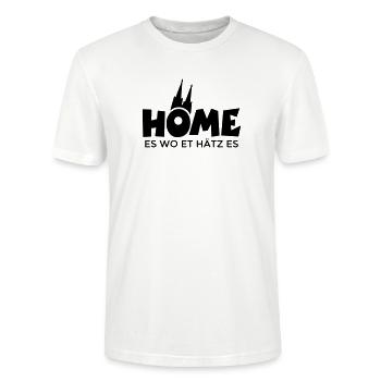 Home es wo et Hätz es - Köln mit Kölner Dom - Stanley/Stella Unisex Bio-T-Shirt CRAFTER - Weiß - Vorne - Alina (178cm) & Michal (187cm)