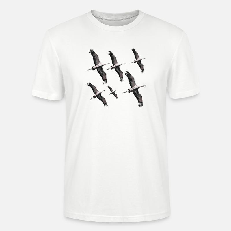Grues migratrices d’oiseaux - T-shirt bio CRAFTER Stanley Stella Unisexe - blanc
