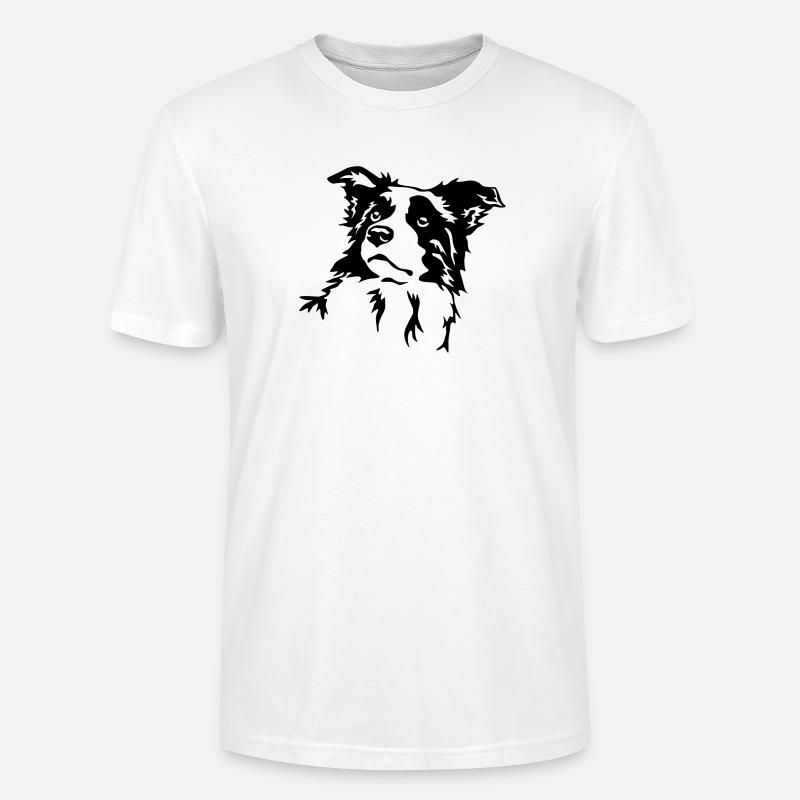 Border Collie Kopf - Stanley/Stella Unisex Bio-T-Shirt CRAFTER - Weiß