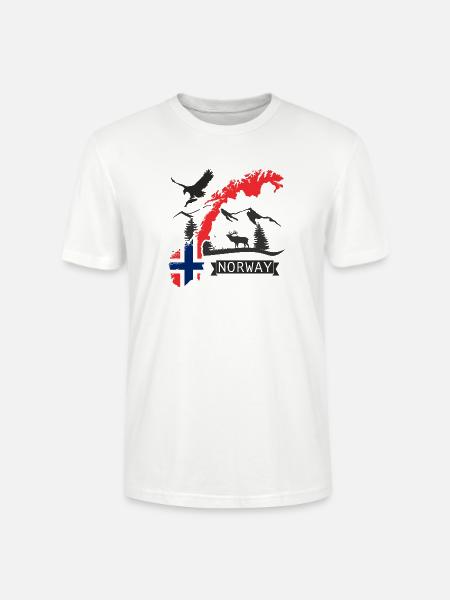 Norges topografi Flagg Norges design - Stanley/Stella CRAFTER unisex økologisk T-skjorte - hvit