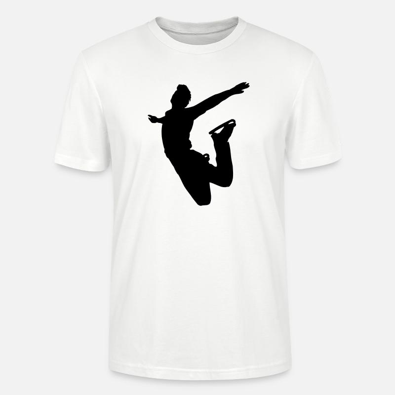 Schattenbild des springenden Eiskunstläufers - Stanley/Stella Unisex Bio-T-Shirt CRAFTER - Weiß
