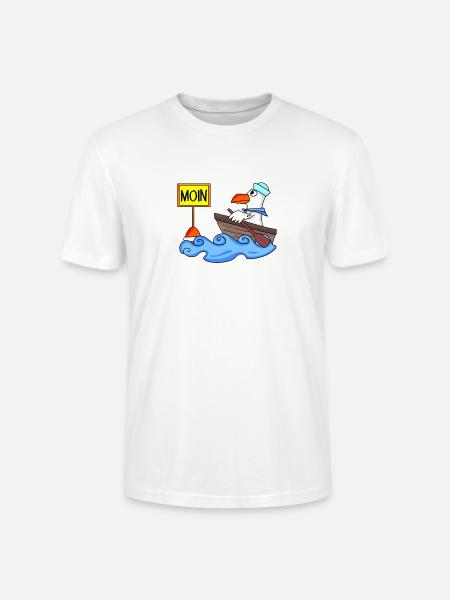 Moin Seemann Möwe Seemöwe Boot - Stanley/Stella Unisex Bio-T-Shirt CRAFTER - Weiß