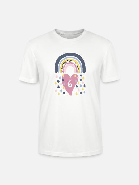Rainbow 6th Birthday Kids - Stanley/Stella CRAFTER Unisex Organic T-Shirt - white