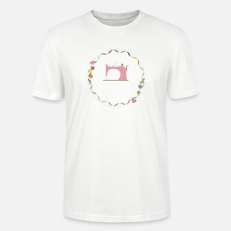 nostalgisch bunte Nähmaschine mit Knöpfe - Stanley/Stella Unisex Bio-T-Shirt CRAFTER - Weiß