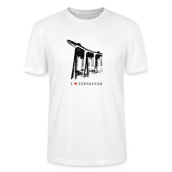 Singapur Marina Bay Vintage Asien I Love Singapore - Stanley/Stella Unisex Bio-T-Shirt CRAFTER - Weiß - Vorne - Alina (178cm) & Michal (187cm)