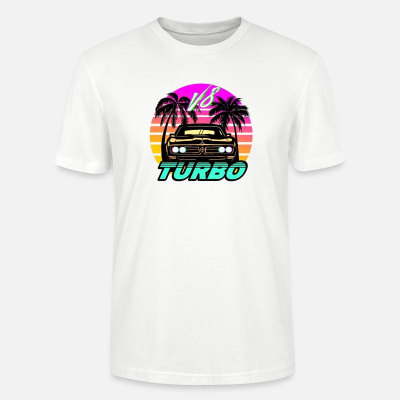 Synthwave Auto Turbo V8 - Stanley/Stella Unisex Bio-T-Shirt CRAFTER - Weiß