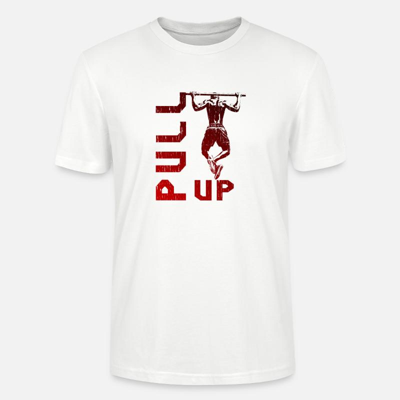 Pull-Up Calisthenics Red Power Design - Stanley/Stella CRAFTER Unisex Organic T-Shirt - white
