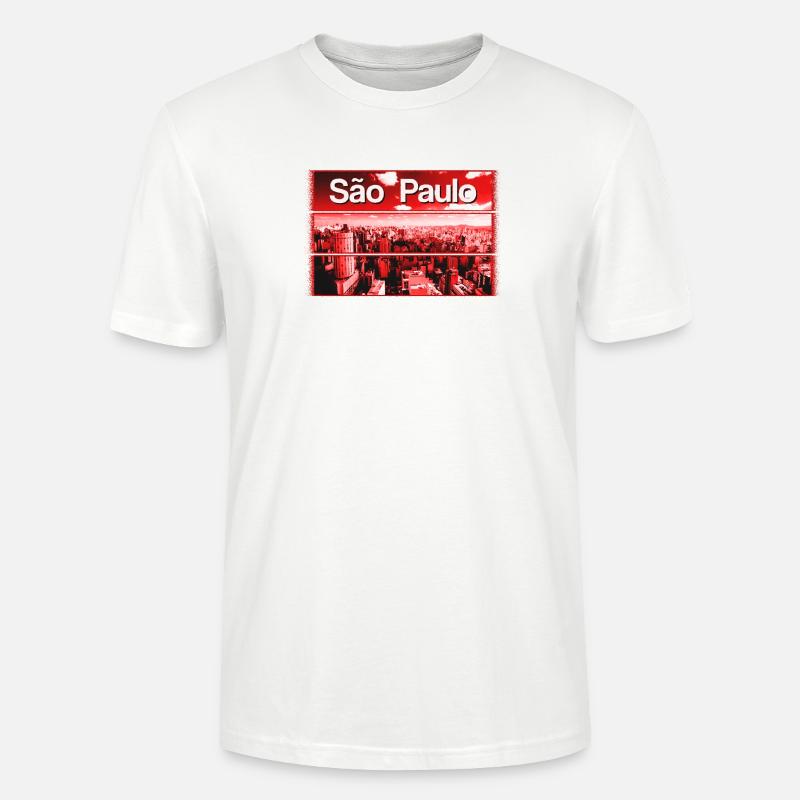 Rote Stadtsilhouette São Paulo - Stanley/Stella Unisex Bio-T-Shirt CRAFTER - Weiß