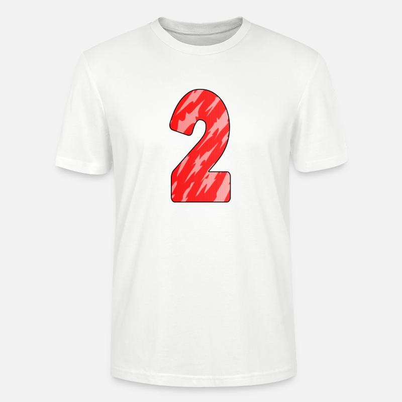 Nummer 2 Rot Muster - Stanley/Stella Unisex Bio-T-Shirt CRAFTER - Weiß
