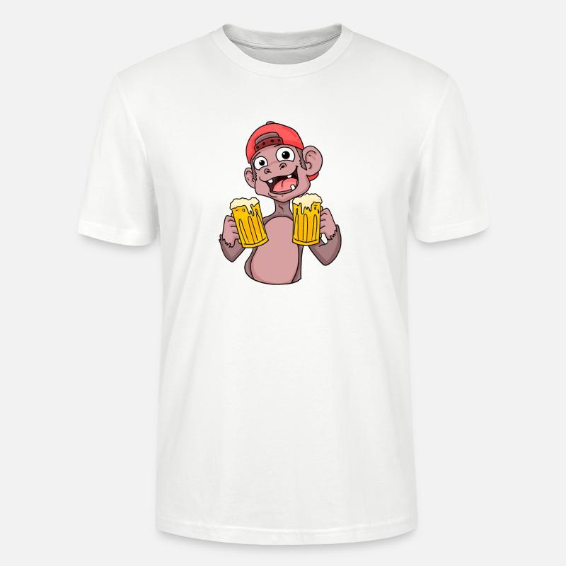 Affe mit Biergläser - Stanley/Stella Unisex Bio-T-Shirt CRAFTER - Weiß