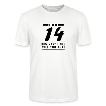 Ich bin 14 – 14. Geburtstag Geschenk - Stanley/Stella Unisex Bio-T-Shirt CRAFTER - Weiß - Vorne - Alina (178cm) & Michal (187cm)