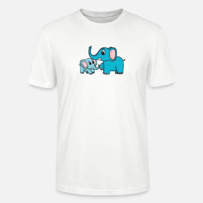 Eléphant avec bébé éléphant - T-shirt bio CRAFTER Stanley Stella Unisexe - blanc