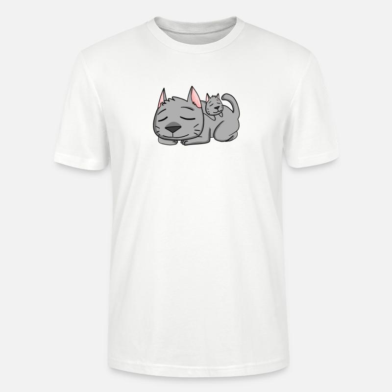 Chat avec bébé chat - T-shirt bio CRAFTER Stanley Stella Unisexe - blanc