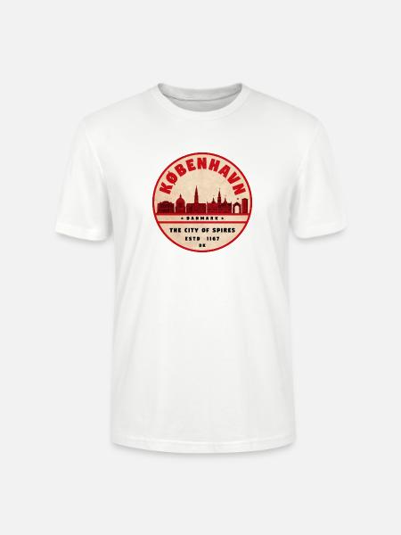 København Retro City Silhouette - Stanley/Stella CRAFTER Unisex Organic T-Shirt - white