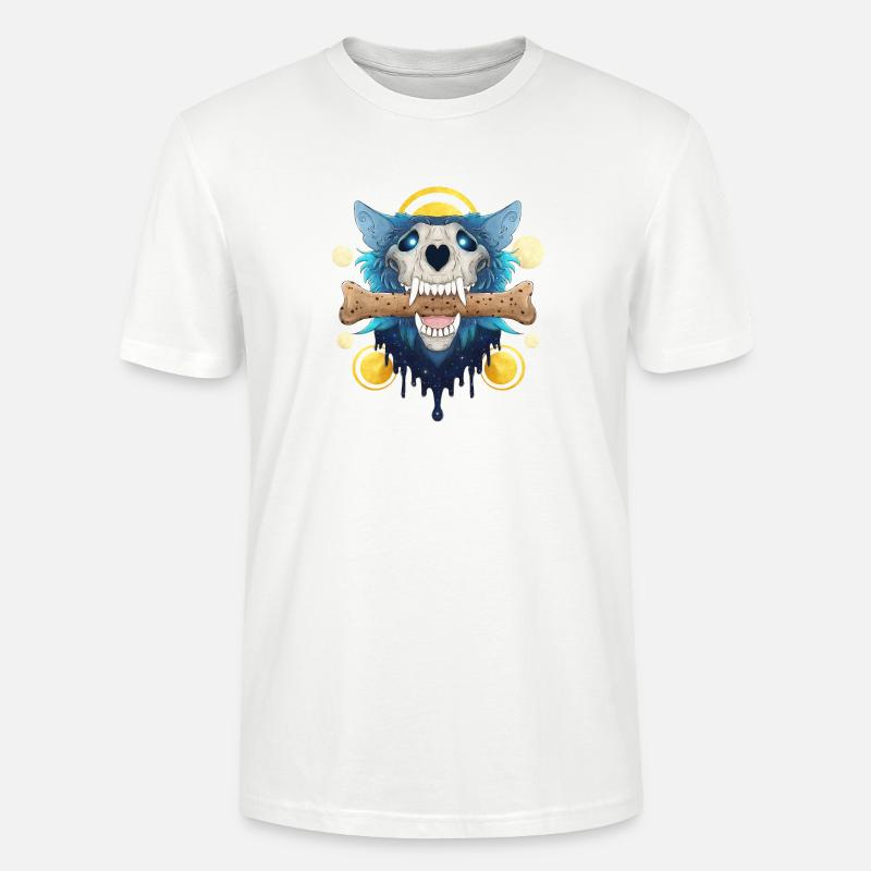 Hellhound Skull Gold - Dämonischer Wolf & Keksknochen - Stanley/Stella Unisex Bio-T-Shirt CRAFTER - Weiß