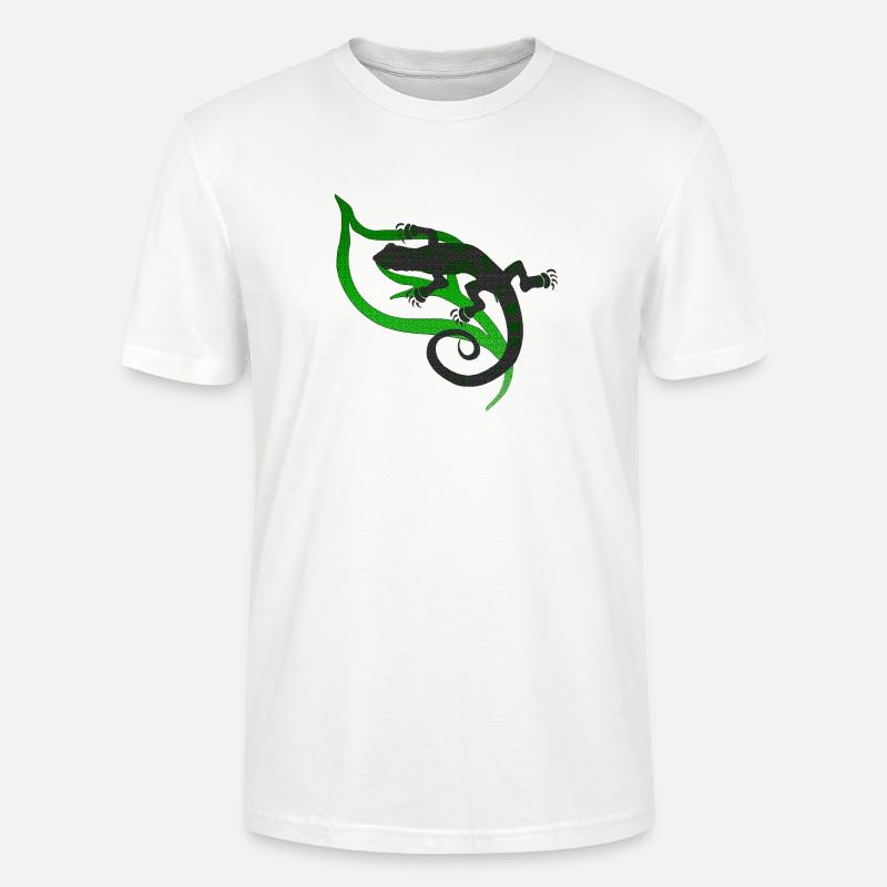 coole eidechsenmotive, Eidechsentribal - Stanley/Stella Unisex Bio-T-Shirt CRAFTER - Weiß