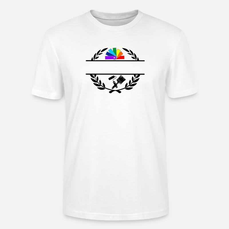 Farbfächerdeck in Lorbeerkranz mit Pinselroller - Stanley/Stella Unisex Bio-T-Shirt CRAFTER - Weiß