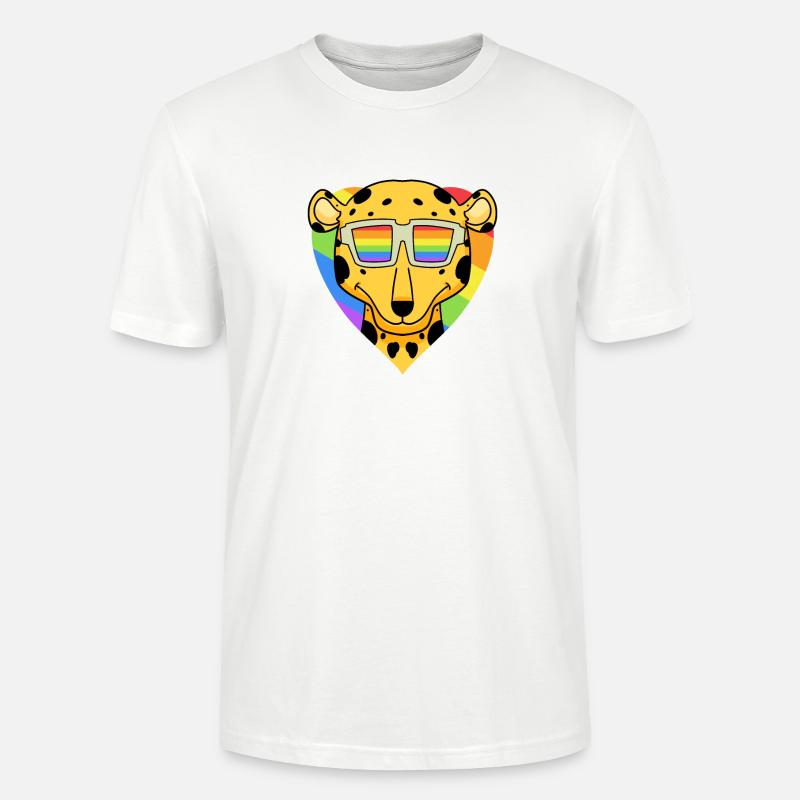 Regenbogen - Gepard mit Brille - Stanley/Stella Unisex Bio-T-Shirt CRAFTER - Weiß